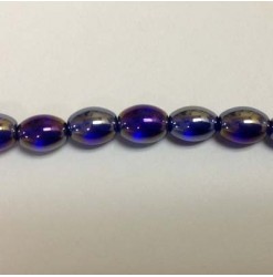 Glass oval Blue AB 8x11mm -...