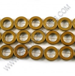 Hematite donut Gold 14mm -...
