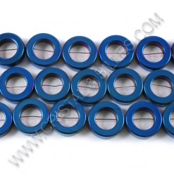 Hematite donut Blue 14mm -...