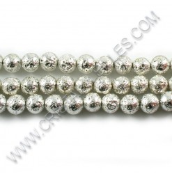 Lava beads Silver 08mm -...