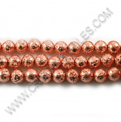 Lava beads rose gold 08mm -...