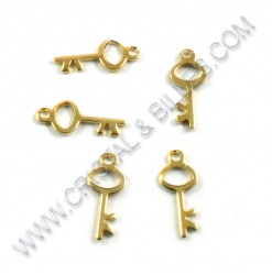 Charm key 15x6mm, Inox Gold...