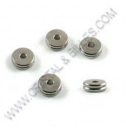 Beads 6x2mm, Stainless -...