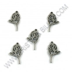 Breloque Rose 16x09mm, Inox...