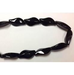 Glass bead 28x14mm, Black