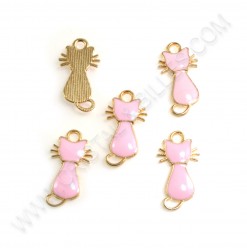 Breloque Chat 21x11mm Rose...