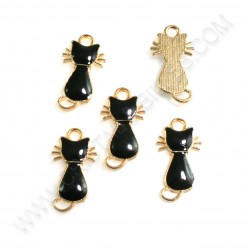 Breloque Chat 21x11mm Noir...