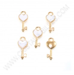 Charm Key 16x7mm White -...