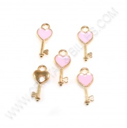 Charm Key 16x7mm Pink - Qty...