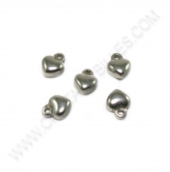 Charm heart 7x9x4mm, S/S -...