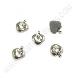 Breloque coeur 9x7mm, Inox...