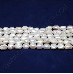 Perles blanc, 7-8mm - Qté :...