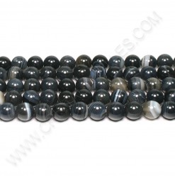 Agate stripped Noir, 10mm -...