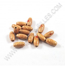 wood beads 14x7mm - Qty : 15g