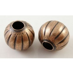 Metal bead 6mm, Antique copper