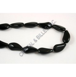Glass bead 22x12mm, Black
