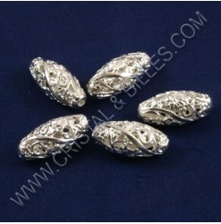 Metal bead oval 18x8mm, Silver
