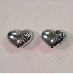 Metal bead heart 9x7mm, Silver