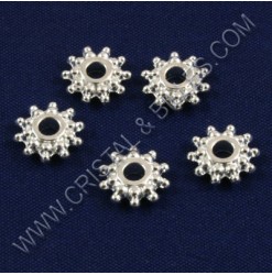 Metal bead daisy 09mm, Silver