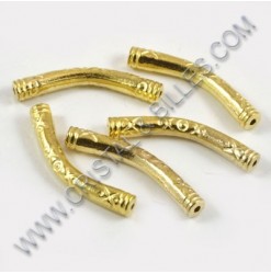 Metal bead tube 36x5mm, Gold