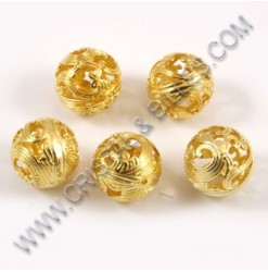 Metal bead 15mm, Gold