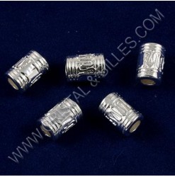 Metal bead tube 10x7mm, Silver