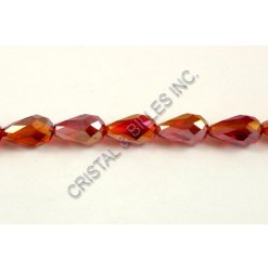 Glass drop Red AB 15x10mm -...