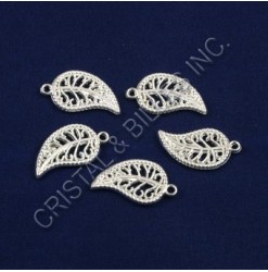 Charm leaf 15x10mm, Silver