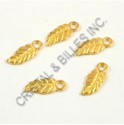 Charm leaf 14x7mm, Gold