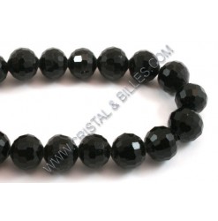 Glass round faceted Black...