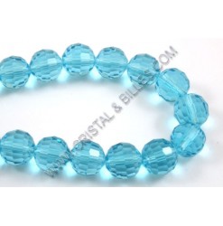 Glass round faceted Aqua...