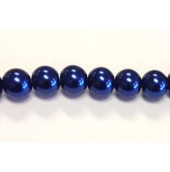 Glass pearl 08mm, Metalic blue
