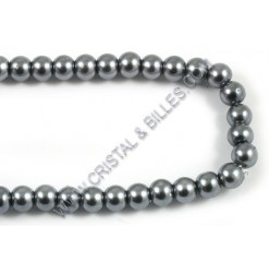 Glass pearl 06mm, Grey