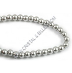 Glass pearl 06mm, Silver