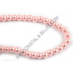 Perle verre 10mm, Rose