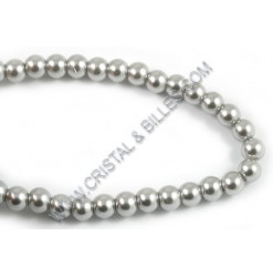 Glass pearl 10mm, Silver