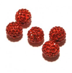 Billes shamballa 10mm rouge