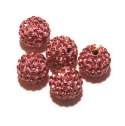 Billes shamballa 10mm rose