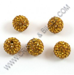 Shamballa beads 10mm Gold