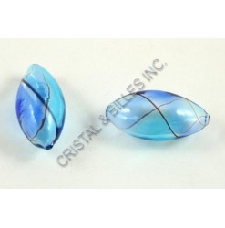 Blown glass 28x14mm, Blue -...