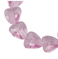 Glass bead 19x20mm heart, Pink