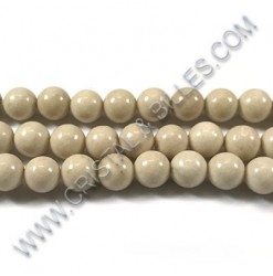 Fossil beads 06mm, Cream -...
