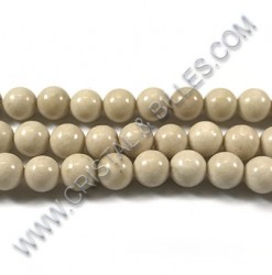 Fossil beads 08mm, Cream -...