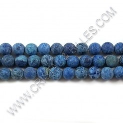 Agate crazy Bleu mât, 08mm...