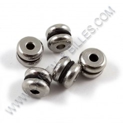 Beads 08x06mm, Stainless -...