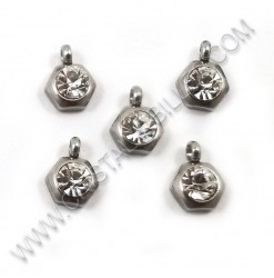 Charm hexagon 9 x 7mm,...