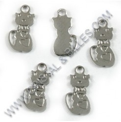 Charm cat 12x6mm, Stainless...