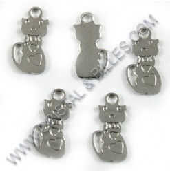 Breloque chat 12x6mm, Acier...